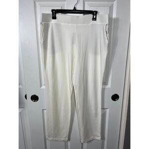 NEW Pure J.Jill Women's Cream Pants Large Petite Slim Leg Pull On Stretch